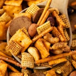 A labeled image of spicy Chex Mix